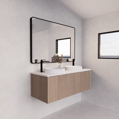 RIVA VIENNA AMERICAN OAK 1200MM DOUBLE BOWL WALL HUNG VANITY