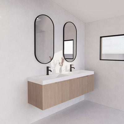 RIVA VIENNA AMERICAN OAK 1500MM DOUBLE BOWL WALL HUNG VANITY