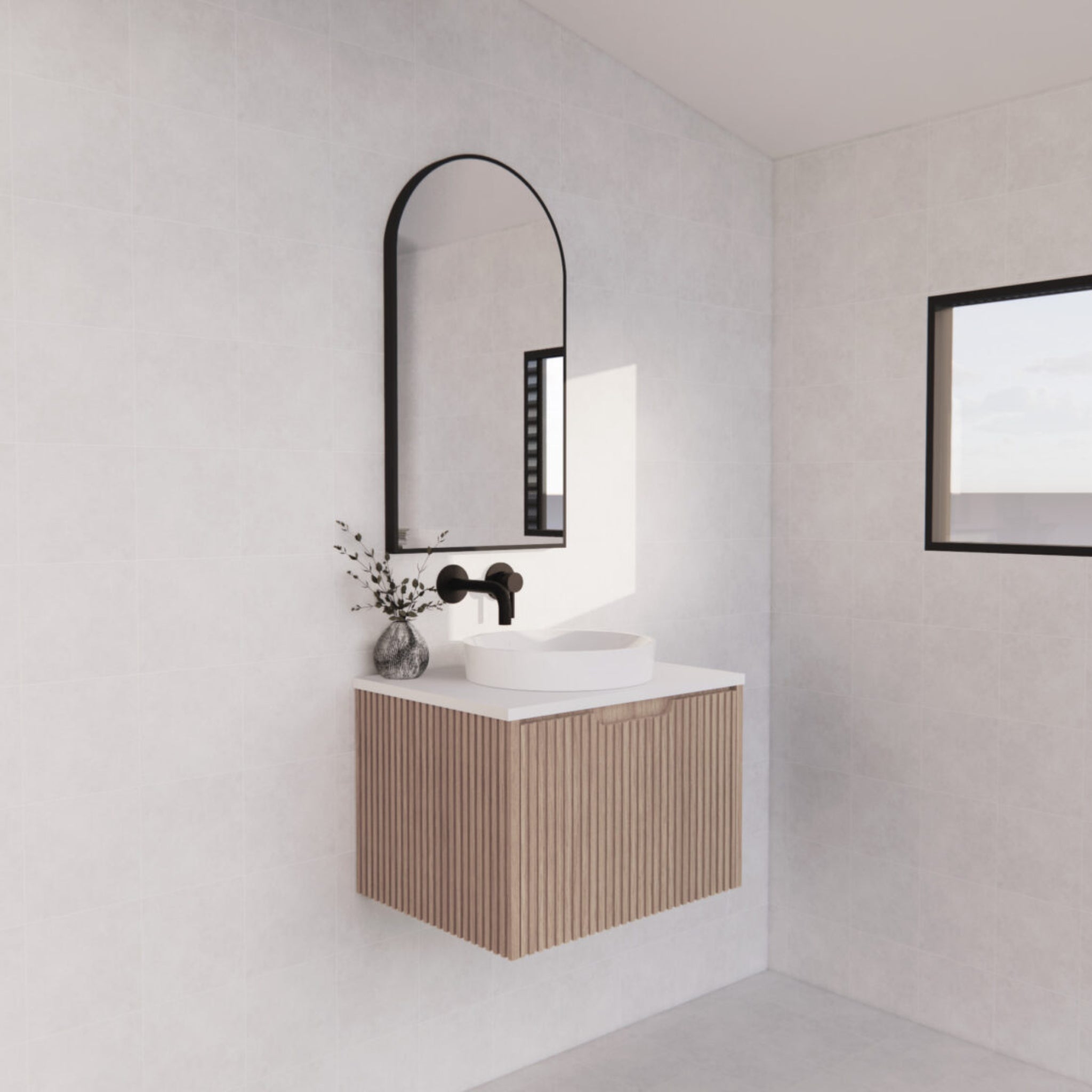 RIVA VIENNA AMERICAN OAK 600MM SINGLE BOWL WALL HUNG VANITY