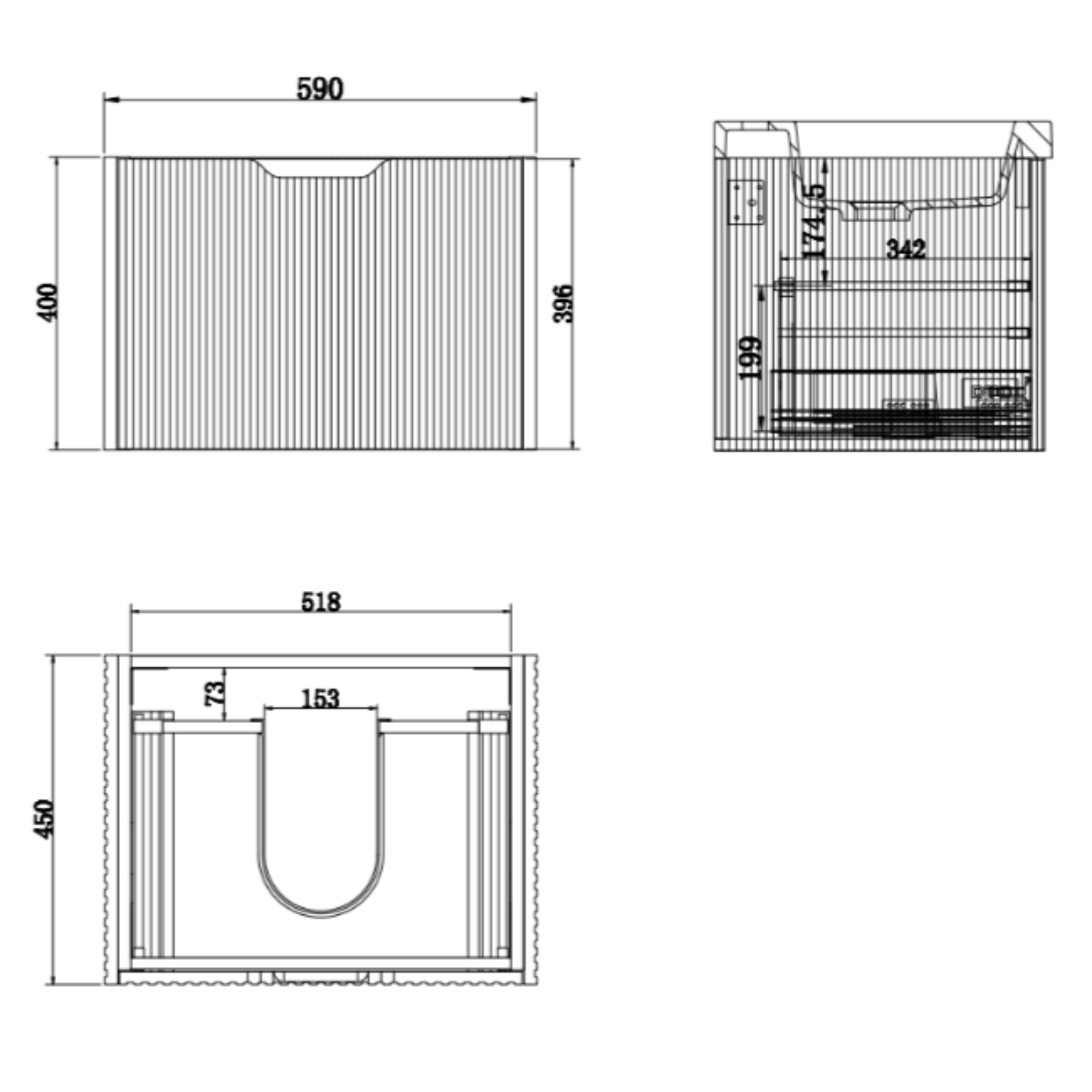 RIVA VIENNA MATTE WHITE 600MM SINGLE BOWL WALL HUNG VANITY