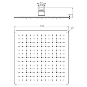 PHOENIX VIVID SLIMLINE SHOWER ROSE SLIMLINE SQUARE 300MM CHROME