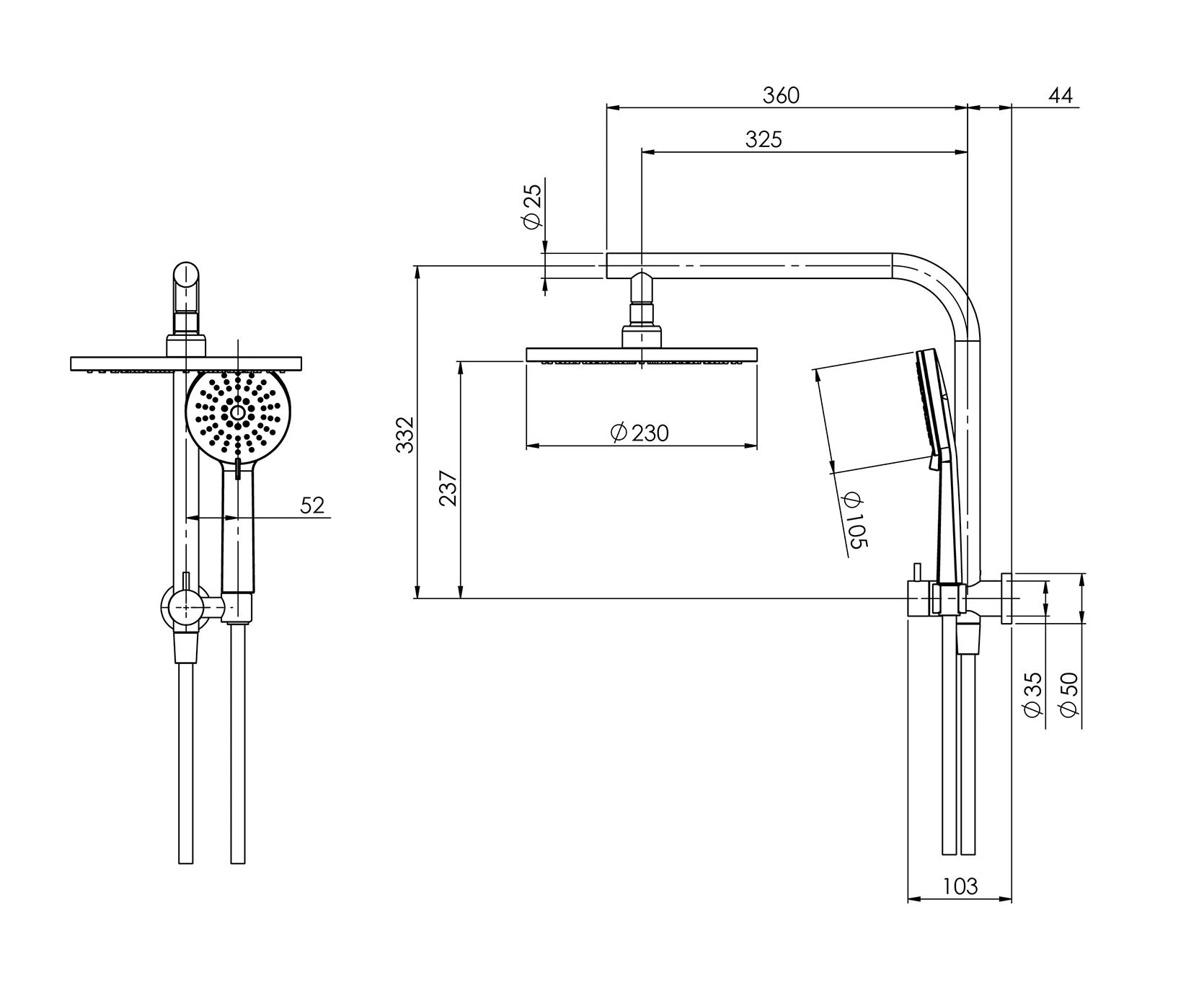 PHOENIX VIVID SLIMLINE COMPACT TWIN SHOWER CHROME