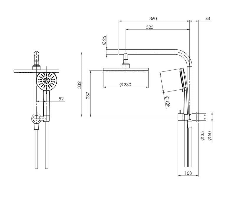 PHOENIX VIVID SLIMLINE COMPACT TWIN SHOWER CHROME