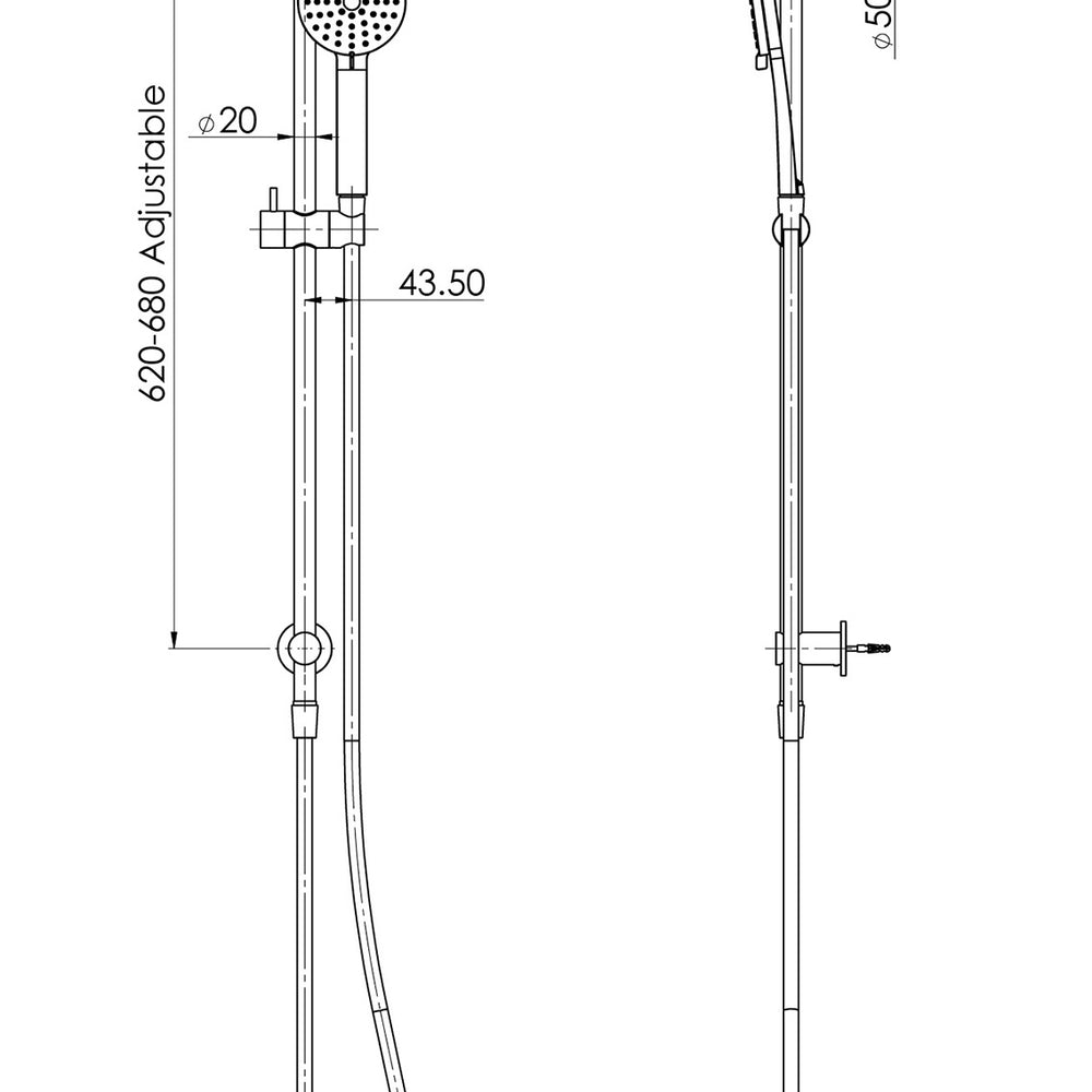 PHOENIX VIVID SLIMLINE WATER THROUGH RAIL SHOWER CHROME