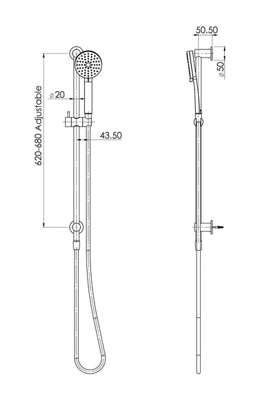PHOENIX VIVID SLIMLINE WATER THROUGH RAIL SHOWER CHROME