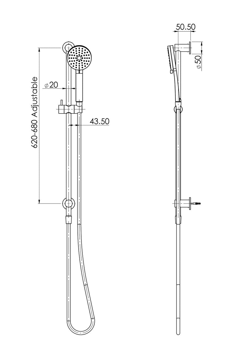PHOENIX VIVID SLIMLINE WATER THROUGH RAIL SHOWER CHROME