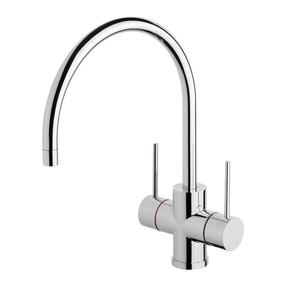PHOENIX VIVID SLIMLINE TWIN HANDLE GOOSENECK SINK MIXER 359MM CHROME