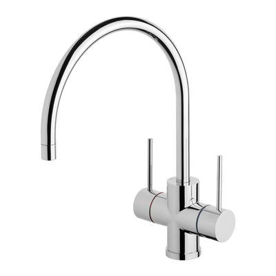 PHOENIX VIVID SLIMLINE TWIN HANDLE GOOSENECK SINK MIXER 359MM CHROME
