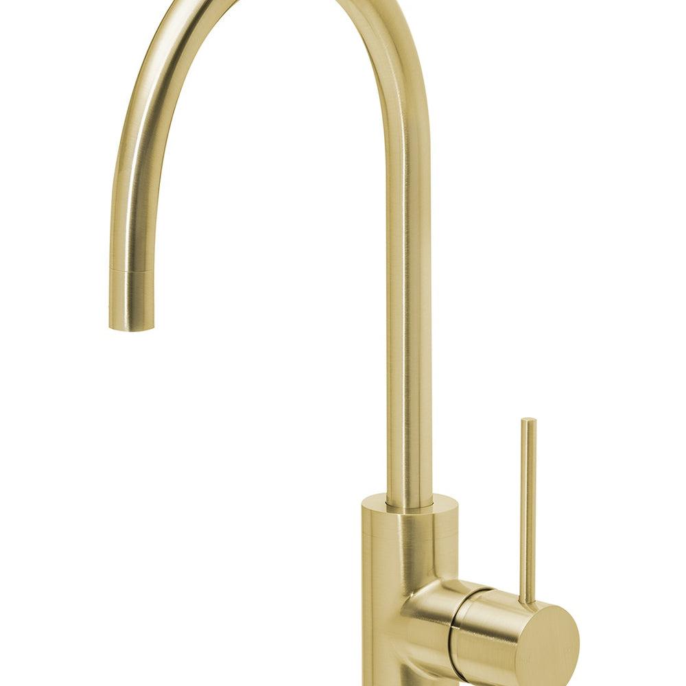 PHOENIX VIVID SLIMLINE LEAD FREE GOOSENECK SINK MIXER 220MM BRUSHED GOLD