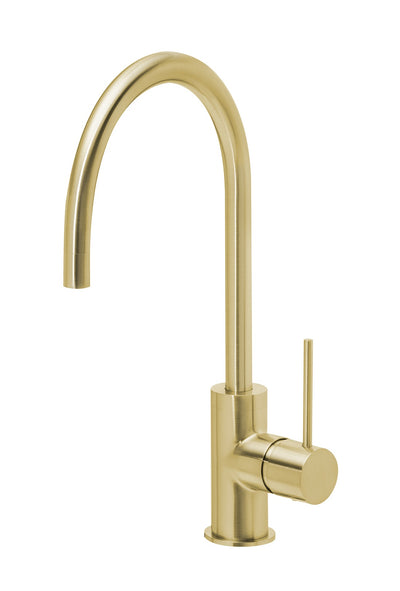 PHOENIX VIVID SLIMLINE LEAD FREE GOOSENECK SINK MIXER 220MM BRUSHED GOLD