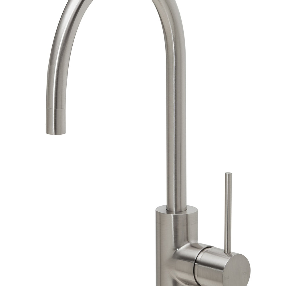 PHOENIX VIVID SLIMLINE GOOSENECK LEAD FREE SINK MIXER 220MM BRUSHED NICKEL