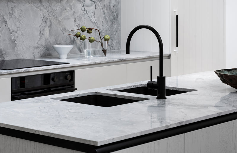 PHOENIX VIVID SLIMLINE SINK MIXER 220MM GOOSENECK MATTE BLACK