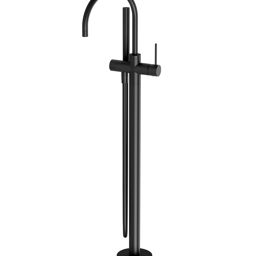 PHOENIX VIVID SLIMLINE FLOOR MOUNTED BATH MIXER WITH HAND SHOWER 957MM MATTE BLACK