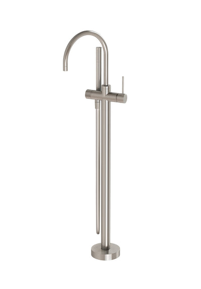 PHOENIX VIVID SLIMLINE FLOOR MOUNTED BATH MIXER WITH HAND SHOWER BRUSHED NICKEL