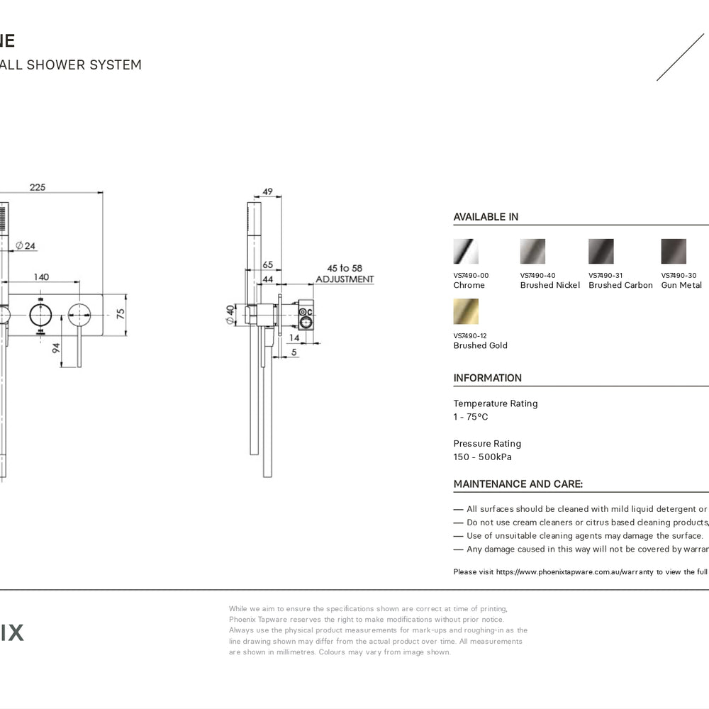 PHOENIX VIVID SLIMLINE WALL SHOWER SYSTEM CHROME