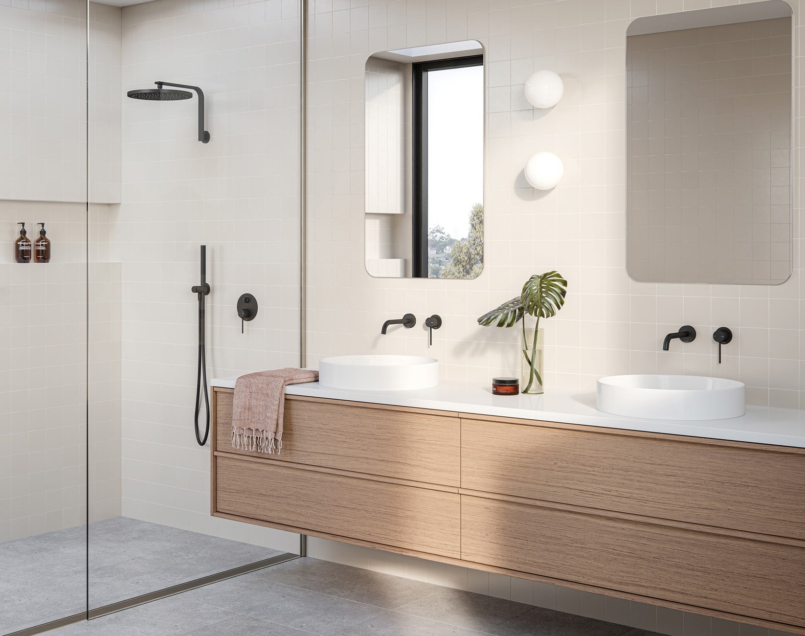 PHOENIX VIVID SLIMLINE SHOWER WALL MIXER BACKPLATE MATTE BLACK