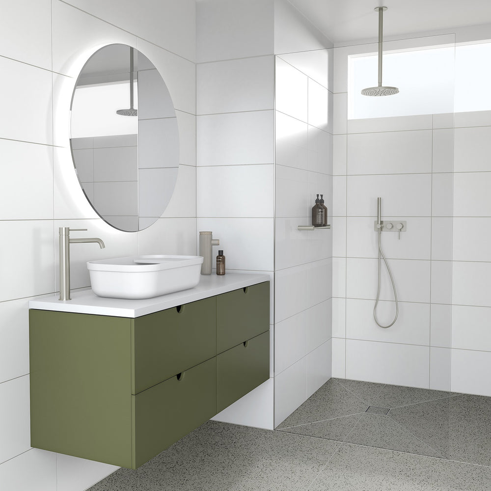 PHOENIX VIVID SLIMLINE LEAD FREE VESSEL MIXER OUTLET 289MM BRUSHED NICKEL