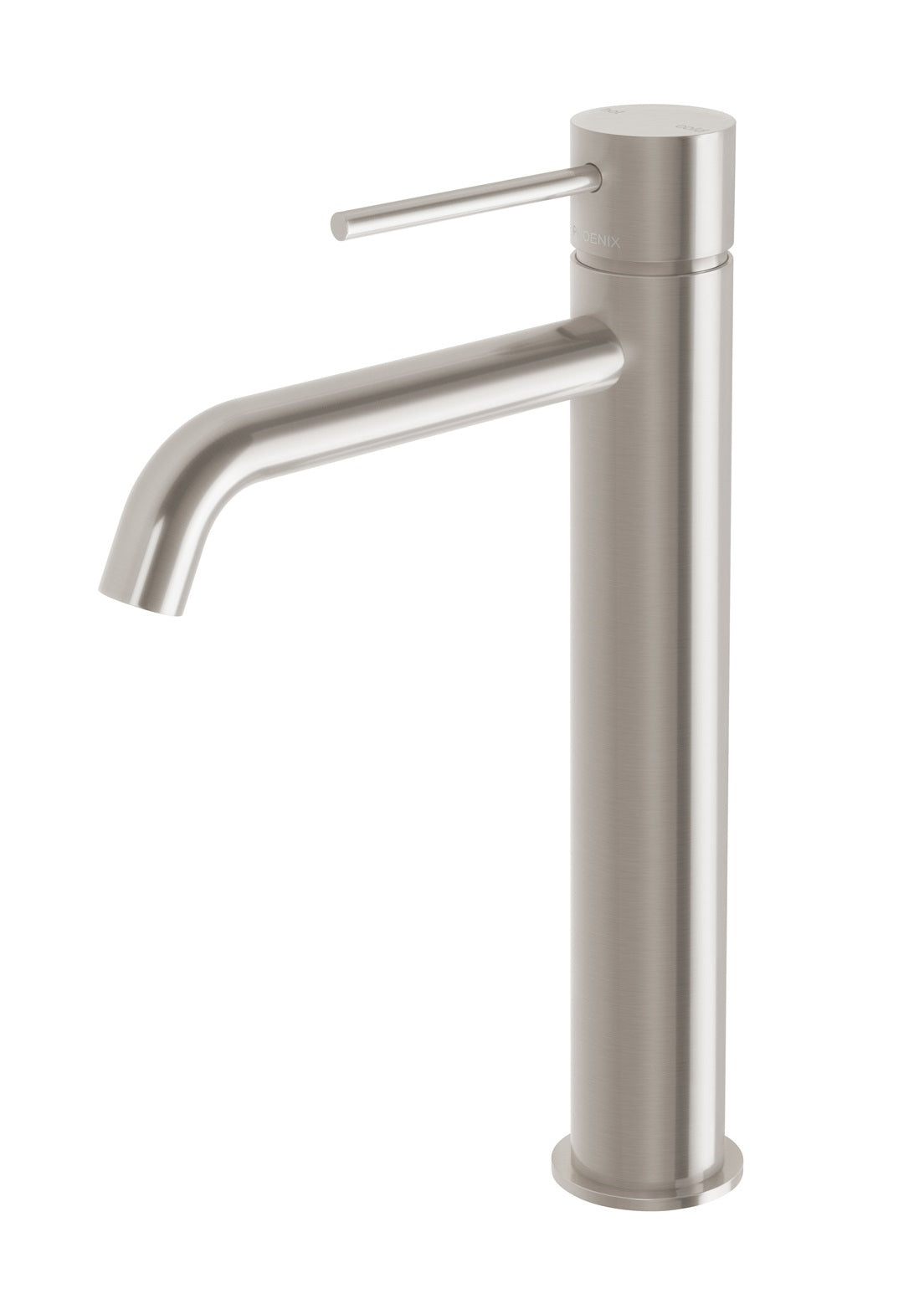 PHOENIX VIVID SLIMLINE VESSEL MIXER CURVED OUTLET BRUSHED NICKEL