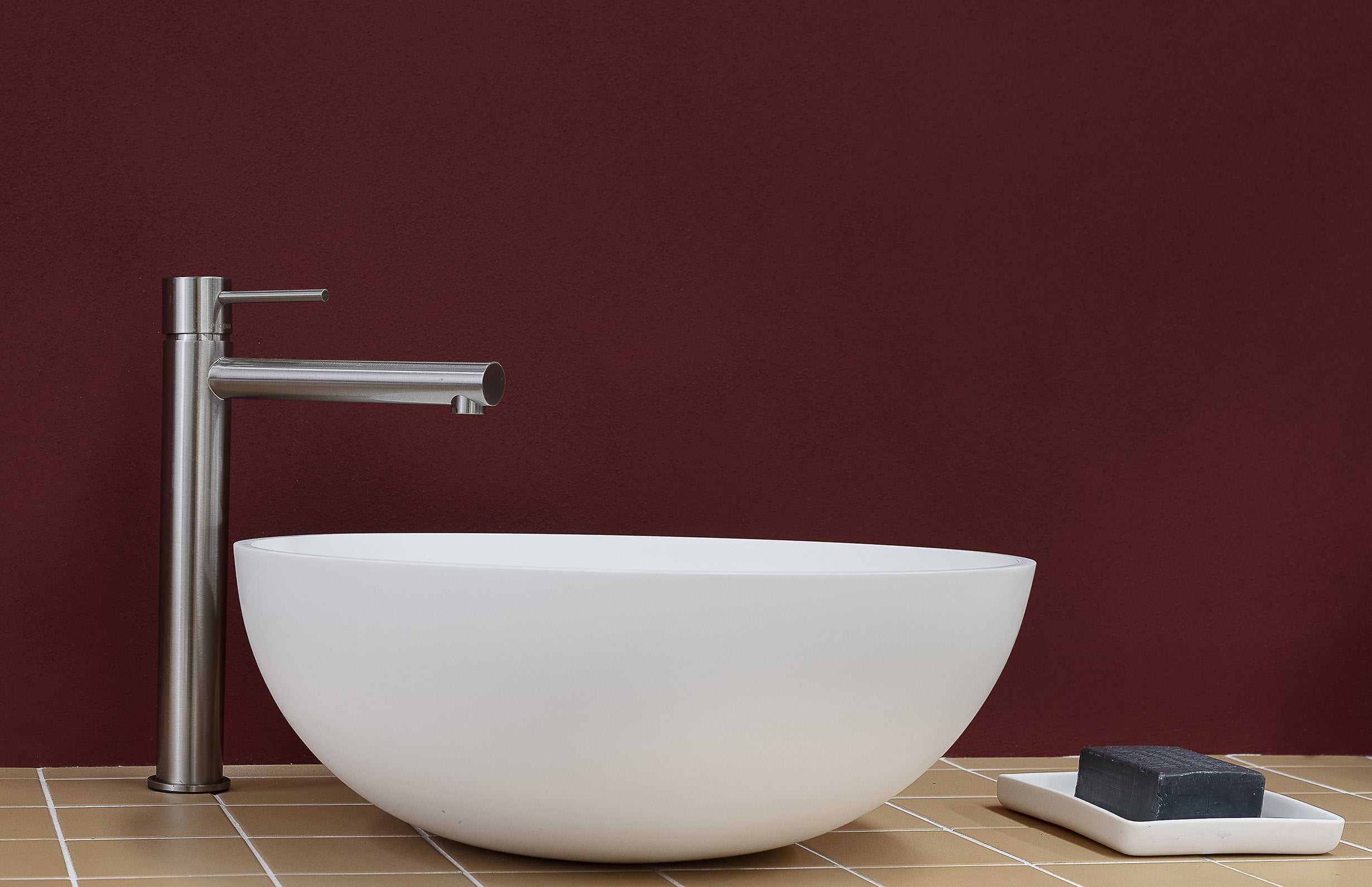 PHOENIX VIVID SLIMLINE LEAD FREE VESSEL MIXER 289MM BRUSHED NICKEL