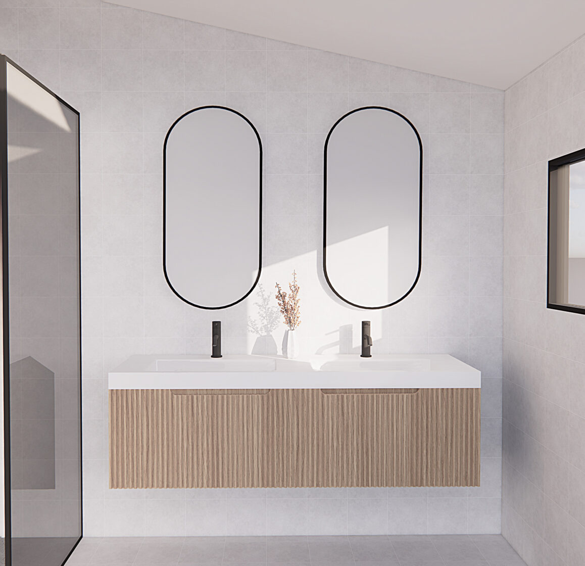 RIVA VIENNA AMERICAN OAK 1500MM DOUBLE BOWL WALL HUNG VANITY