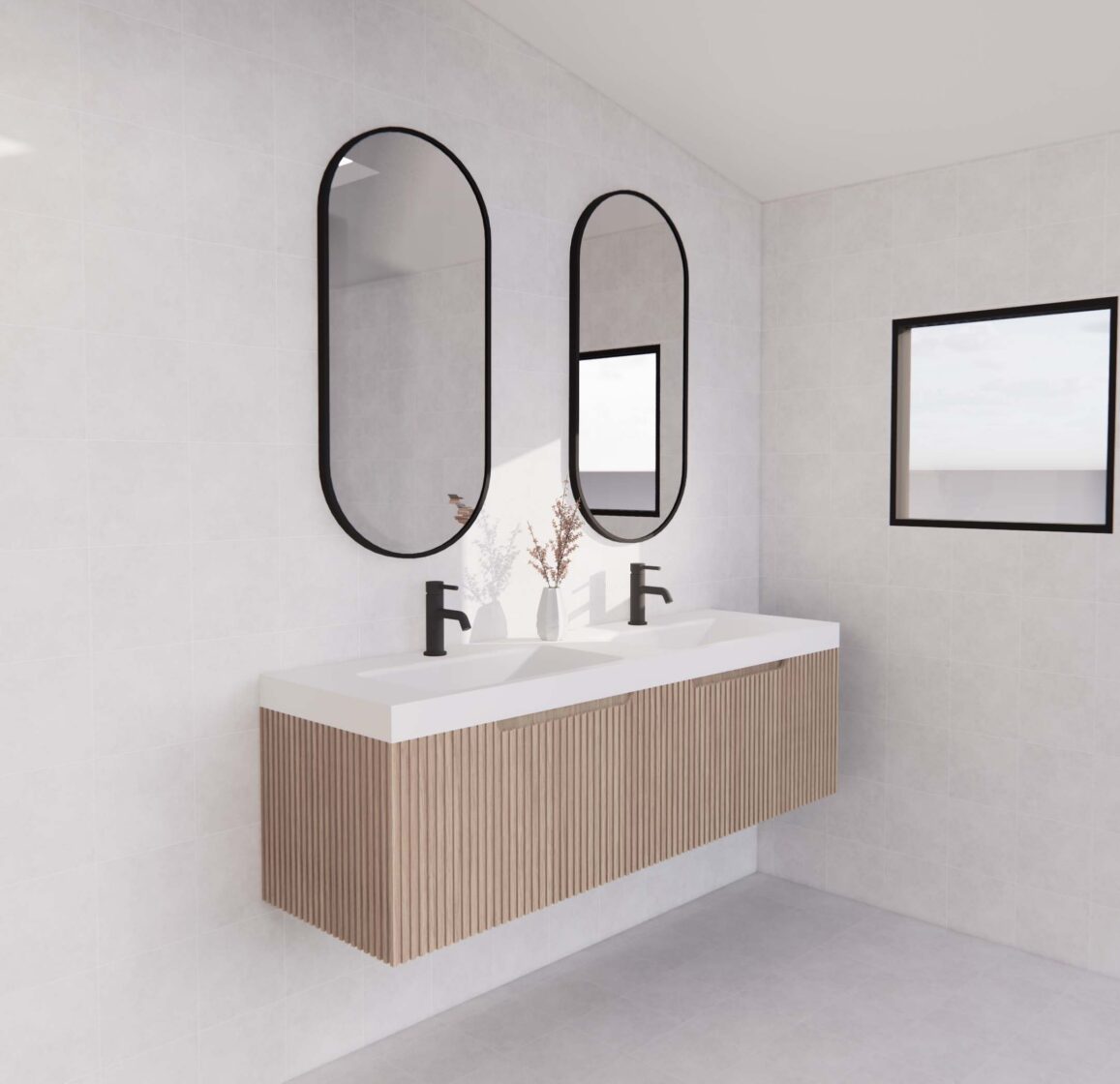 RIVA VIENNA AMERICAN OAK 1500MM DOUBLE BOWL WALL HUNG VANITY