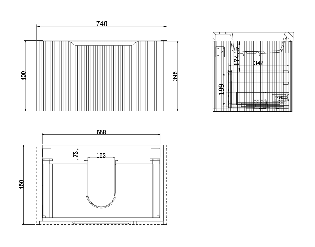 RIVA VIENNA MATTE WHITE 750MM SINGLE BOWL WALL HUNG VANITY