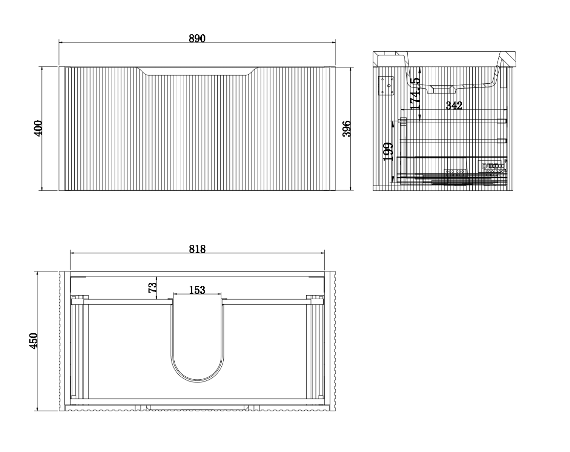 RIVA VIENNA WHITE OAK 900MM SINGLE BOWL WALL HUNG VANITY