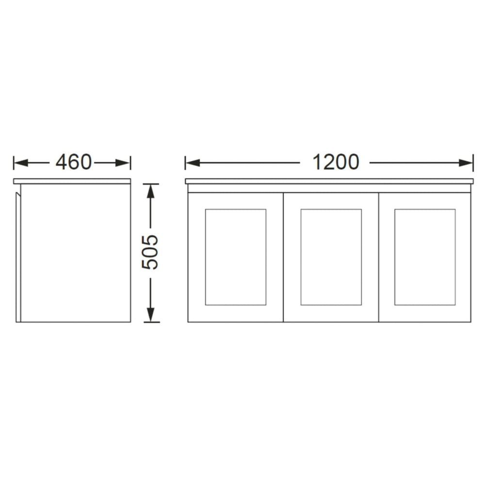 BTH SHAKER PROFILE MATTE WHITE 1200MM SINGLE BOWL WALL HUNG VANITY