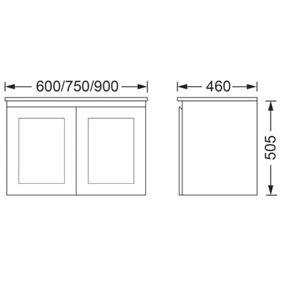 BTH SHAKER PROFILE MATTE WHITE 600MM SINGLE BOWL WALL HUNG VANITY