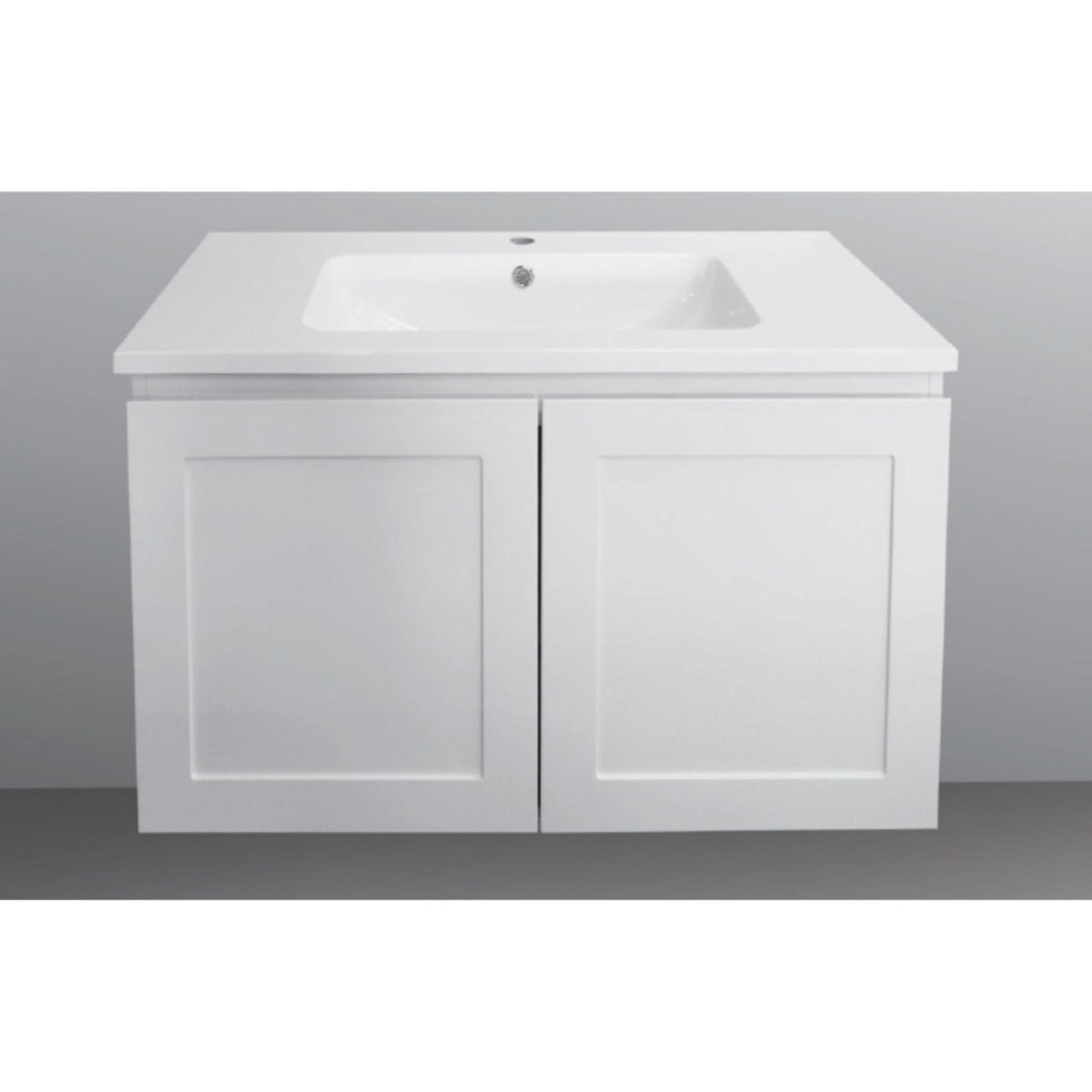 BTH SHAKER PROFILE MATTE WHITE 600MM SINGLE BOWL WALL HUNG VANITY