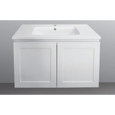 BTH SHAKER PROFILE MATTE WHITE 600MM SINGLE BOWL WALL HUNG VANITY