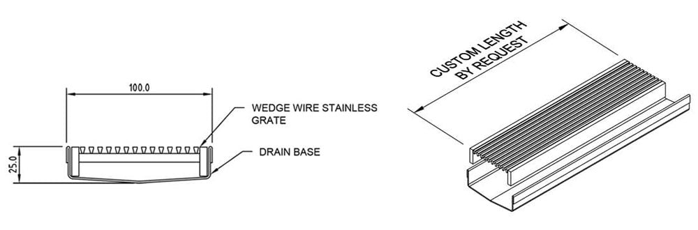 GRATES2GO NATURAL BRASS WEDGE WIRE DRAIN 1000MM LENGTH (CUSTOM AVAILABLE)