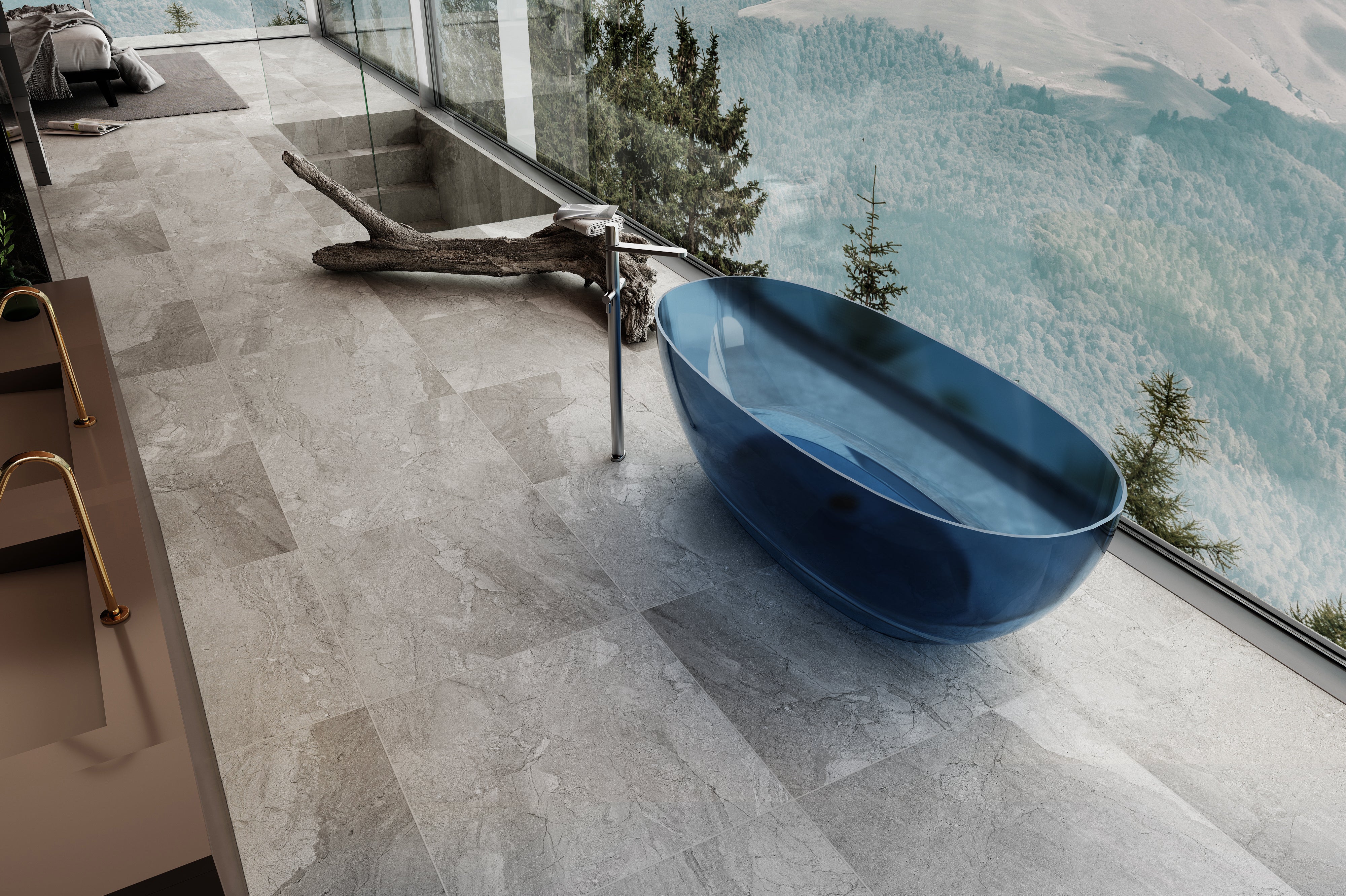RIVA NOTO FREESTANDING BATHTUB TRANSPARENT BLUE (AVAILABLE IN 1500MM AND 1700MM)