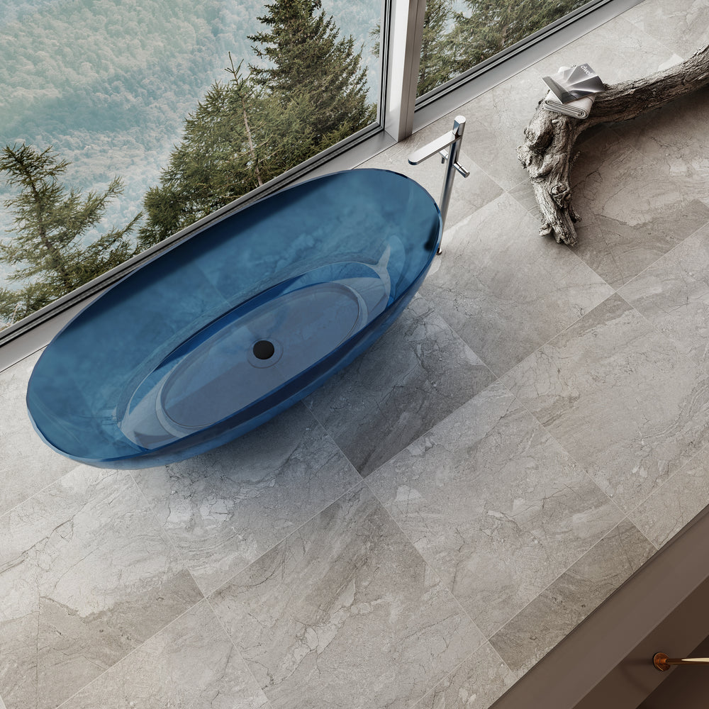 RIVA NOTO FREESTANDING BATHTUB TRANSPARENT BLUE (AVAILABLE IN 1500MM AND 1700MM)