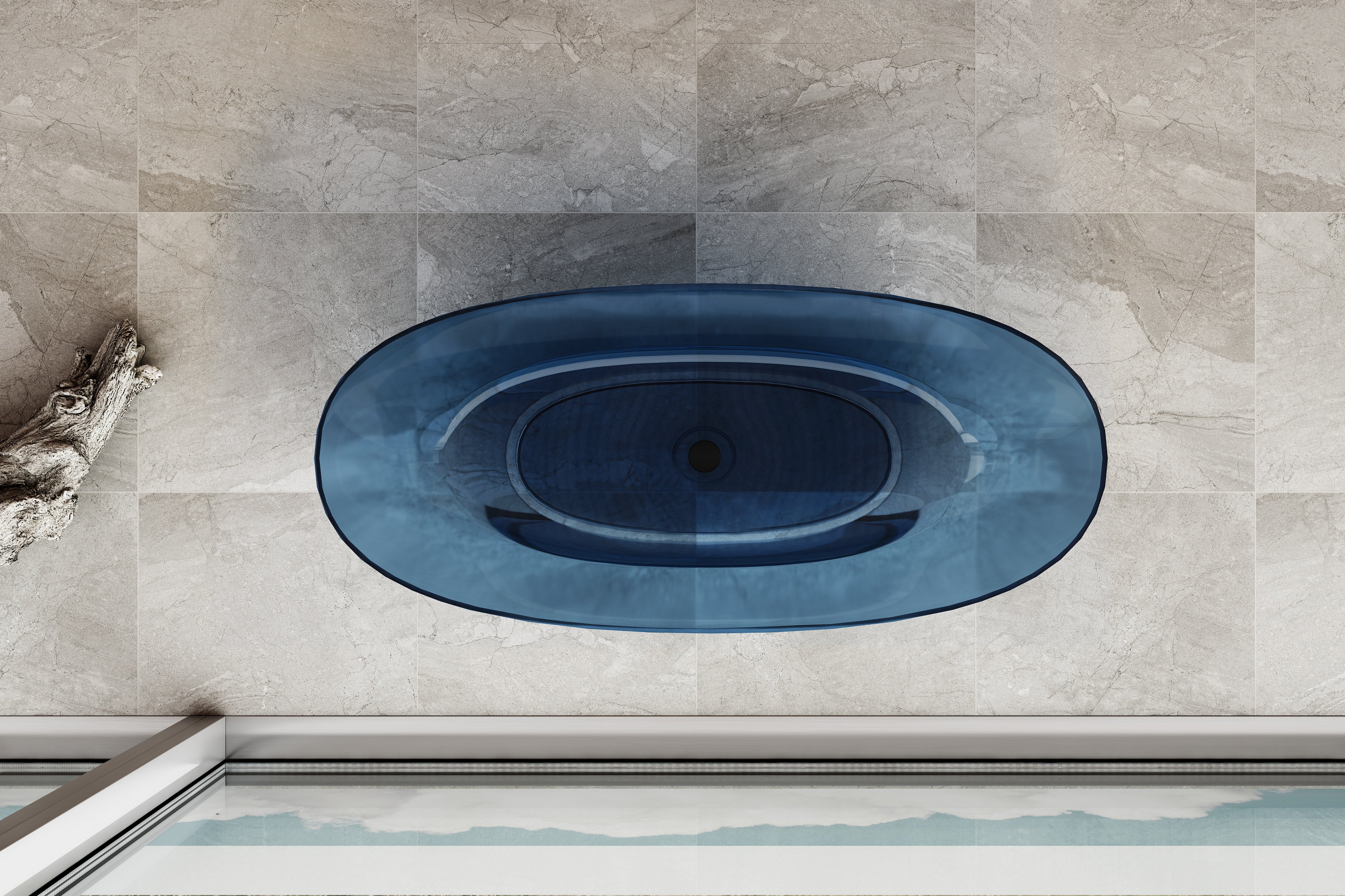 RIVA NOTO FREESTANDING BATHTUB TRANSPARENT BLUE (AVAILABLE IN 1500MM AND 1700MM)