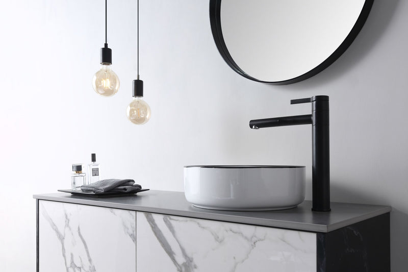 XENIA DOVE WHITE WITH BLACK EDGE BASIN 360MM