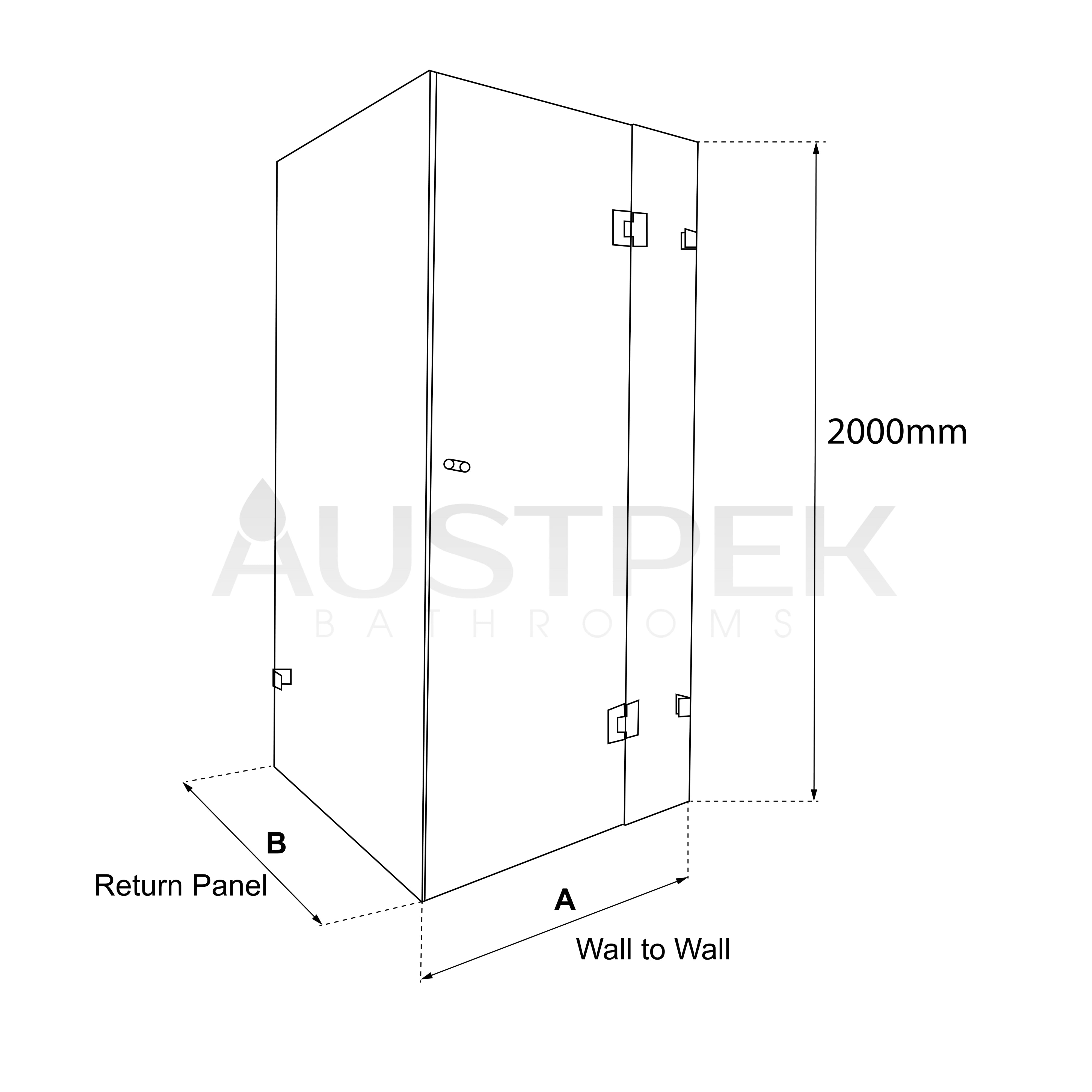 SUNNY FRAMLESS SHOWER SCREEN (AVAILABLE WITH OPTIONAL RETURN PANEL)