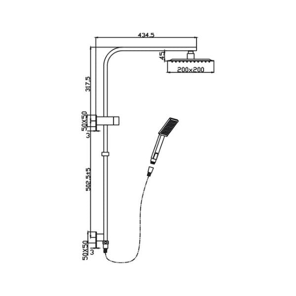 HELLYCAR BONZA SHOWER SYSTEM WITH RAIL BLACK