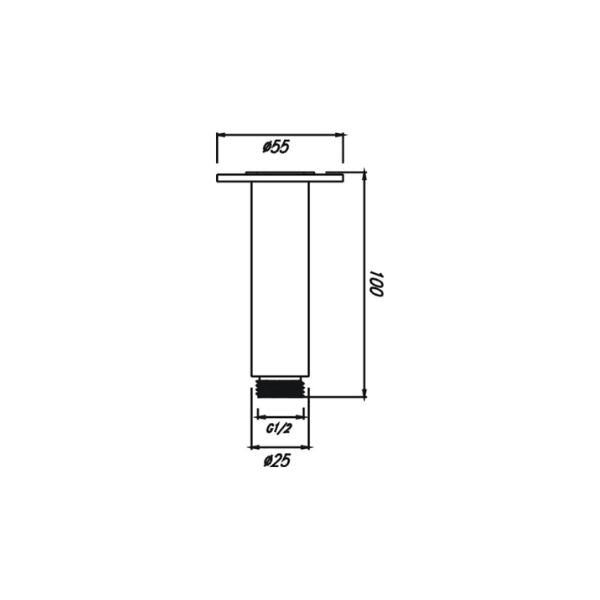 HELLYCAR CHRIS CEILING SHOWER ARM BRUSHED NICKEL 100MM, 200MM,300MM AND 400MM