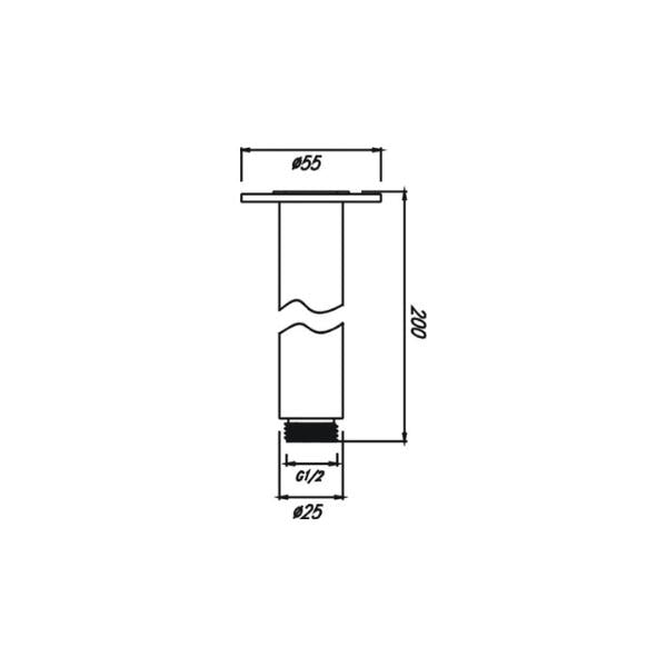 HELLYCAR CHRIS CEILING SHOWER ARM BLACK 100MM, 200MM, 300MM AND 400MM