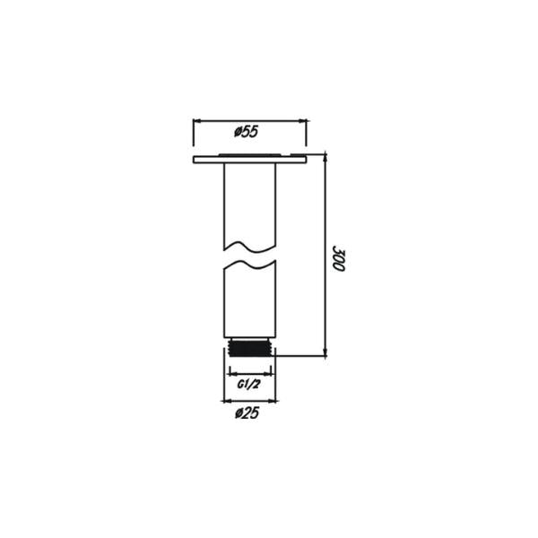 HELLYCAR CHRIS CEILING SHOWER ARM BRUSHED NICKEL 100MM, 200MM,300MM AND 400MM