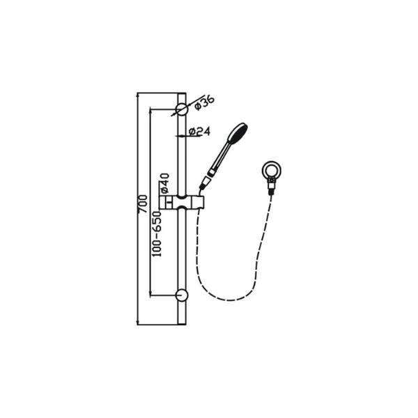 HELLYCAR CUTER HAND SHOWER ON RAIL CHROME