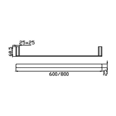 HELLYCAR ELEGANT SINGLE NON-HEATED TOWEL RAIL MATTE BLACK 600MM AND 800MM