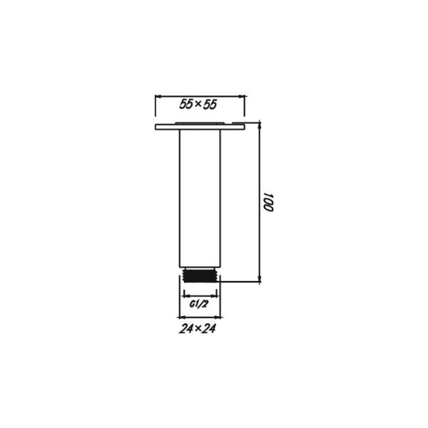 HELLYCAR ERIC CEILING SHOWER ARM BLACK 100MM, 200MM, 300MM AND 400MM