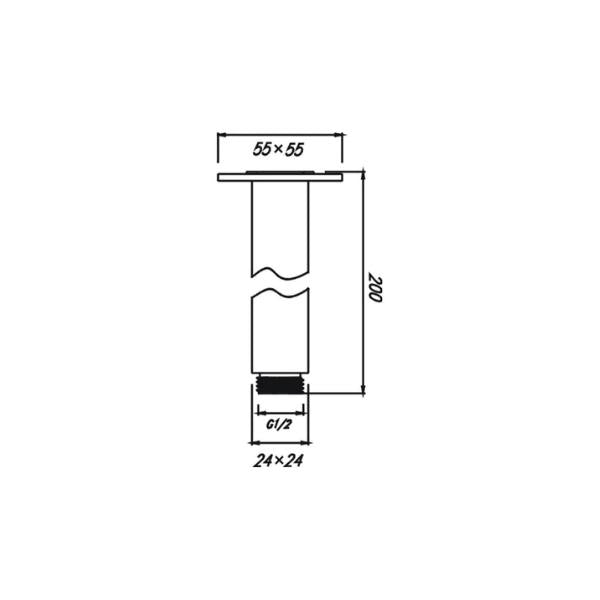 HELLYCAR ERIC CEILING SHOWER ARM BLACK 100MM, 200MM, 300MM AND 400MM