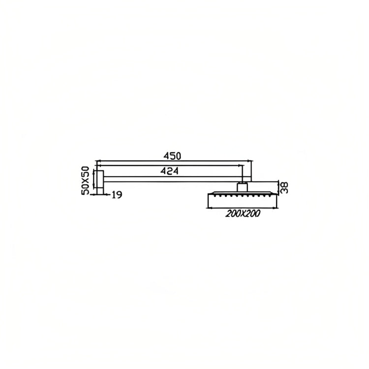 HELLYCAR ERIC WALL SHOWER ARM AND SHOWER HEAD 200MM BLACK