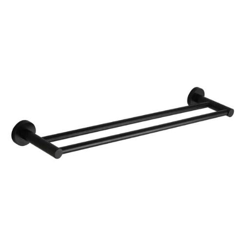 HELLYCAR IDEAL DOUBLE NON-HEATED TOWEL RAIL MATTE BLACK 600MM, 750MM AND 900MM