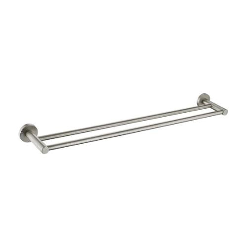 HELLYCAR IDEAL DOUBLE NON-HEATED TOWEL RAIL BRUSHED NICKEL 600MM, 750MM AND 900MM