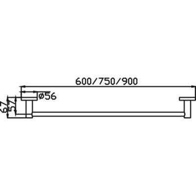 HELLYCAR IDEAL SINGLE NON-HEATED TOWEL RAIL CHROME 600MM, 750MM AND 900MM