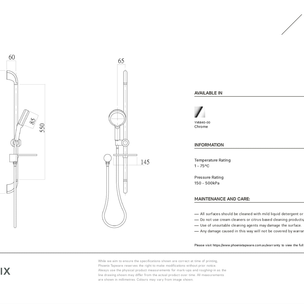 PHOENIX IVY RAIL SHOWER CHROME